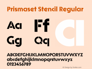 Prismaset Stencil Regular Version 1.002 Font Sample