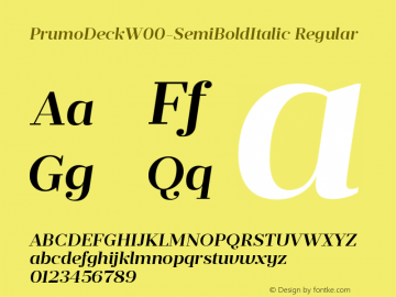 PrumoDeckW00-SemiBoldItalic Regular Version 1.10 Font Sample