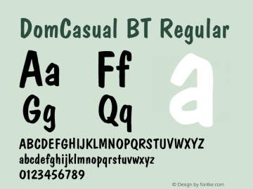 DomCasual BT Regular mfgpctt-v4.4 Dec 22 1998 Font Sample