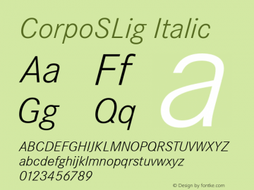 CorpoSLig Italic Version 2.20 Font Sample