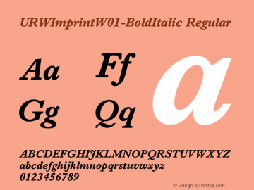 URWImprintW01-BoldItalic Regular Version 1.00 Font Sample