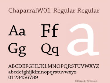 ChaparralW01-Regular Regular Version 1.00 Font Sample