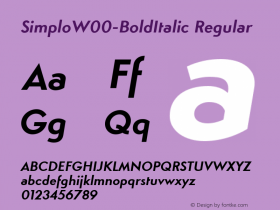 SimploW00-BoldItalic Regular Version 1.1 Font Sample