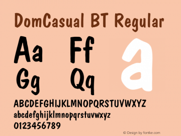 DomCasual BT Regular Version 1.01 emb4-OT Font Sample