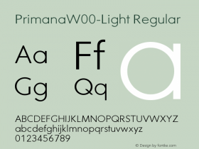 PrimanaW00-Light Regular Version 1.00 Font Sample