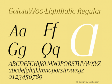 GolotaW00-LightItalic Regular Version 1.00 Font Sample