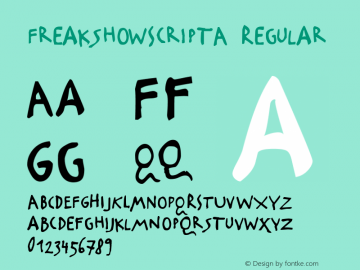 FreakshowScriptA Regular Version 4.10 Font Sample