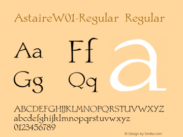 AstaireW01-Regular Regular Version 1.00 Font Sample