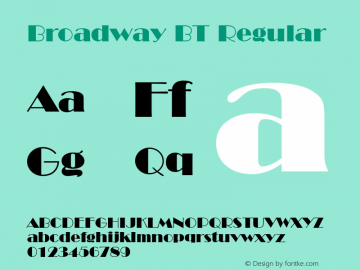 Broadway BT Regular mfgpctt-v1.52 Monday, January 25, 1993 12:06:13 pm (EST) Font Sample