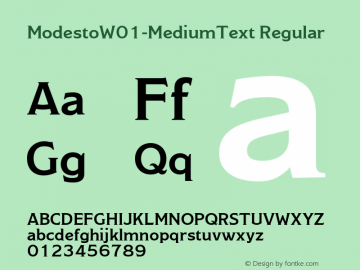 ModestoW01-MediumText Regular Version 1.00 Font Sample