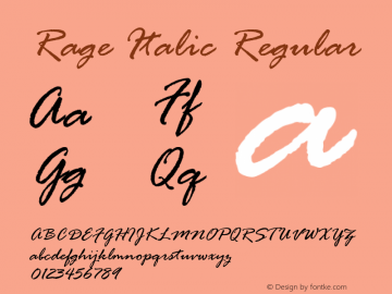 Rage Italic Regular Version 1.01 Font Sample
