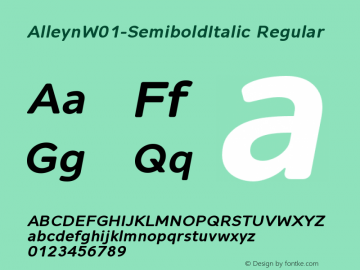 AlleynW01-SemiboldItalic Regular Version 1.00图片样张