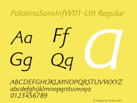 PalatinoSansInfW01-LtIt Regular Version 2.1 Font Sample