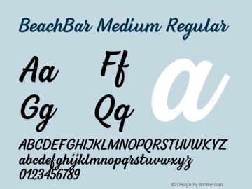 BeachBar Medium Regular Version 1.000;PS 001.000;hotconv 1.0.88;makeotf.lib2.5.64775 Font Sample