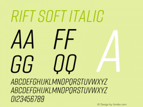 Rift Soft Italic Version 1.000;PS 001.000;hotconv 1.0.88;makeotf.lib2.5.64775 Font Sample