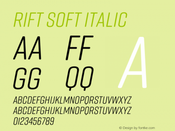 Rift Soft Italic Version 1.000;PS 001.000;hotconv 1.0.88;makeotf.lib2.5.64775图片样张