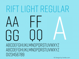 Rift Light Regular Version 1.000;PS 001.000;hotconv 1.0.88;makeotf.lib2.5.64775 Font Sample
