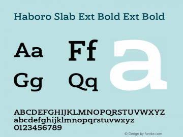 Haboro Slab Ext Bold Ext Bold Version 1.000图片样张