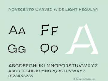 Novecento Carved wide Light Regular Version 1.001;PS 001.001;hotconv 1.0.70;makeotf.lib2.5.58329 Font Sample