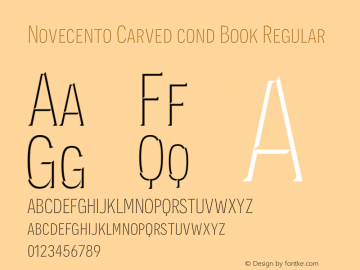 Novecento Carved cond Book Regular Version 1.001;PS 001.001;hotconv 1.0.70;makeotf.lib2.5.58329 Font Sample