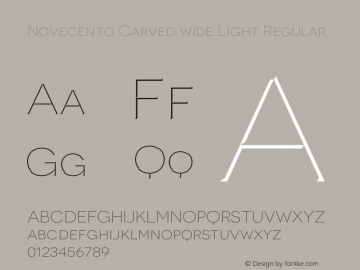 Novecento Carved wide Light Regular Version 1.001;PS 001.001;hotconv 1.0.70;makeotf.lib2.5.58329 Font Sample