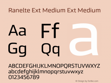 Ranelte Ext Medium Ext Medium Version 1.000 Font Sample