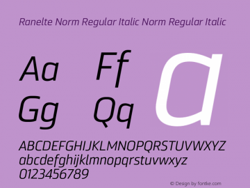 Ranelte Norm Regular Italic Norm Regular Italic Version 1.000图片样张