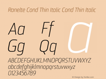 Ranelte Cond Thin Italic Cond Thin Italic Version 1.000图片样张
