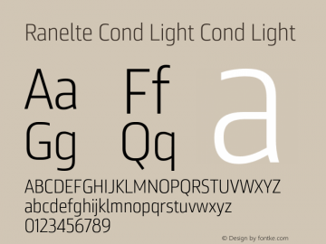 Ranelte Cond Light Cond Light Version 1.000 Font Sample