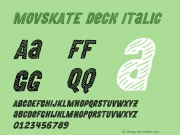 MOVSKATE Deck Italic Version 1.001;PS 001.001;hotconv 1.0.88;makeotf.lib2.5.64775 Font Sample