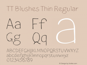 TT Blushes Thin Regular Version 1.000 Font Sample