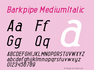 Barkpipe MediumItalic Macromedia Fontographer 4.1.5 27/8/56图片样张