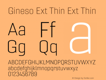 Gineso Ext Thin Ext Thin Version 1.000 Font Sample