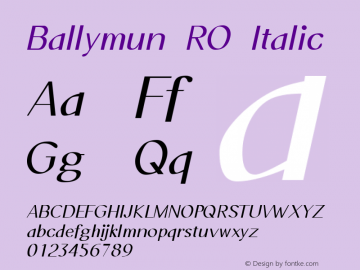 Ballymun RO Italic Version 0.64  6/6/1999图片样张
