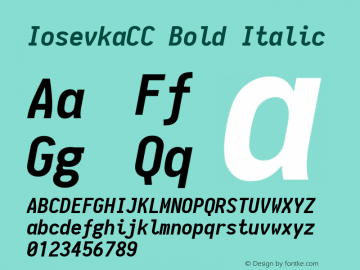 IosevkaCC Bold Italic 1.9.0 Font Sample