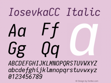 IosevkaCC Italic 1.9.0 Font Sample