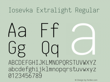 Iosevka Extralight Regular 1.9.0图片样张