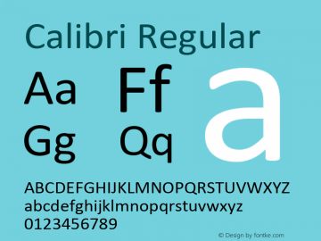 Calibri Regular Version 1.00 Font Sample
