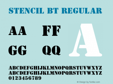 Stencil BT Regular mfgpctt-v1.54 Wednesday, February 10, 1993 2:57:16 pm (EST)图片样张