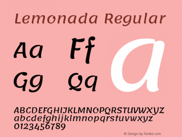 Lemonada Regular Version 3.006 Font Sample