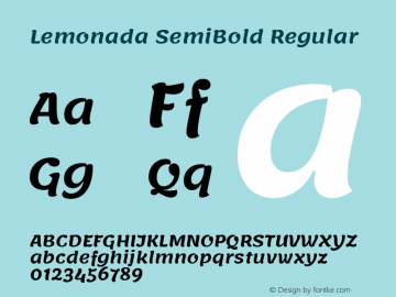 Lemonada SemiBold Regular Version 3.006 Font Sample