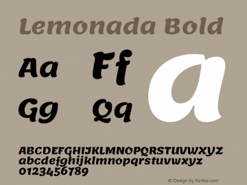 Lemonada Bold Version 3.006 Font Sample