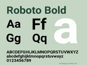 Roboto Bold Version 2.133 Font Sample