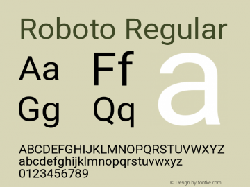 Roboto Regular Version 2.133 Font Sample