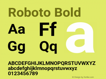 Roboto Bold Version 2.133; 2016 Font Sample