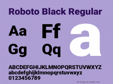 Roboto Black Regular Version 2.133; 2016 Font Sample