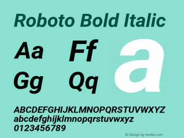 Roboto Bold Italic Version 2.133; 2016图片样张