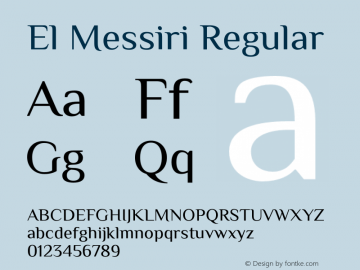 El Messiri Regular Version 2.007;PS 002.007;hotconv 1.0.88;makeotf.lib2.5.64775 Font Sample