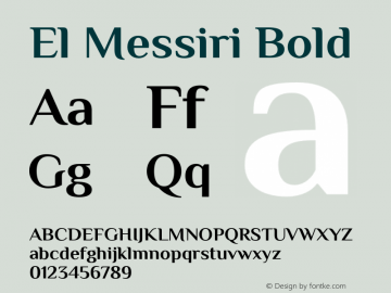 El Messiri Bold Version 2.007;PS 002.007;hotconv 1.0.88;makeotf.lib2.5.64775 Font Sample