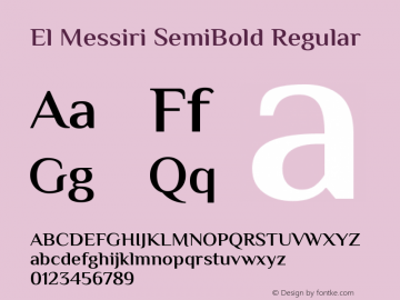 El Messiri SemiBold Regular Version 2.007 Font Sample